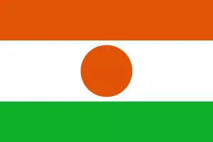 Drapeau du Niger avec bandes horizontales et cercle orange.